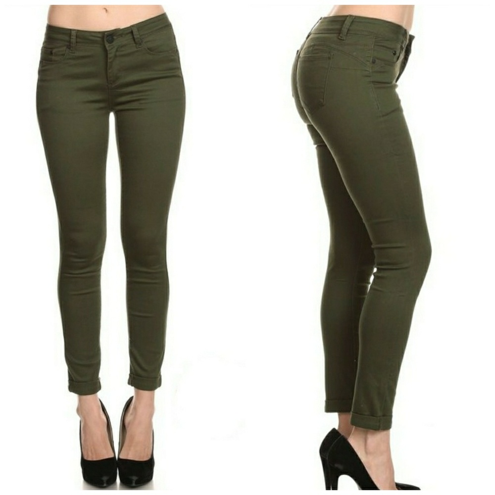 Olive Push Up Skinny Pants